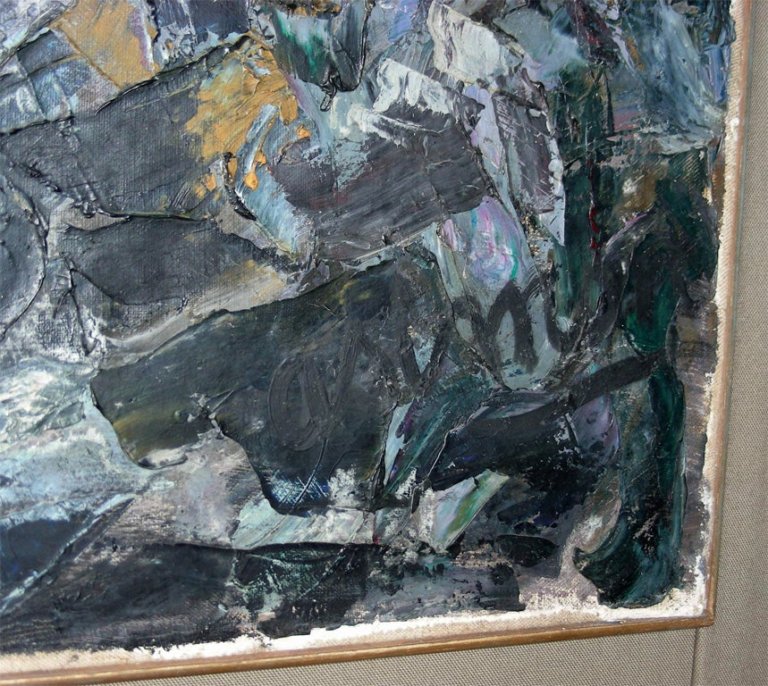 Large abstract painting signed by Asimon and dated 1960 For Sale 3