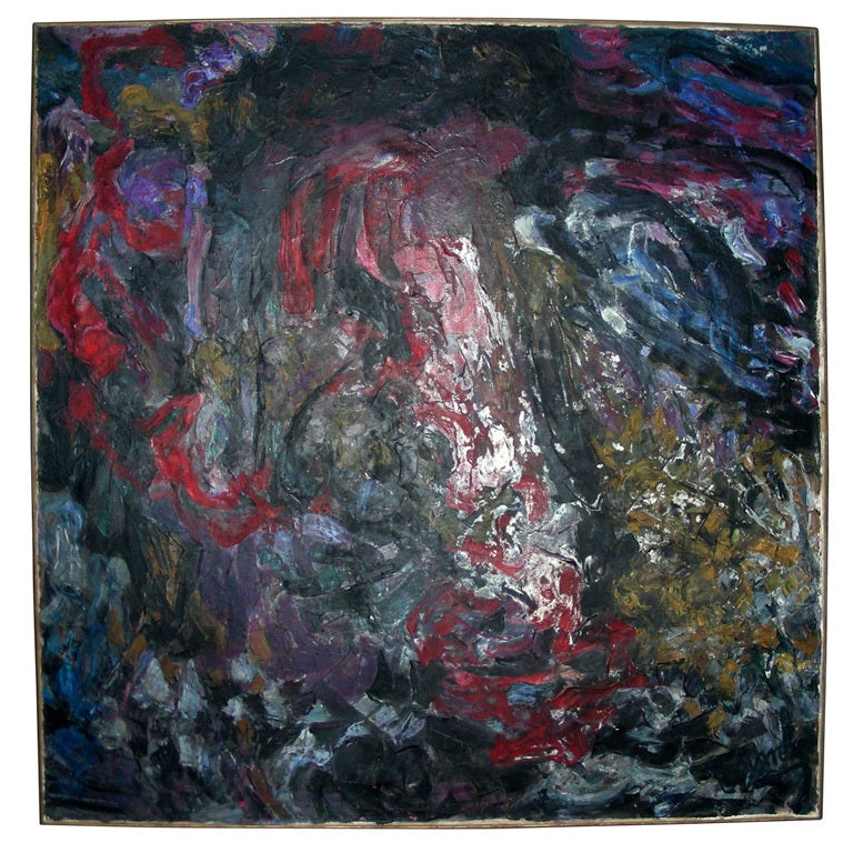 Large abstract painting signed by Asimon and dated 1960