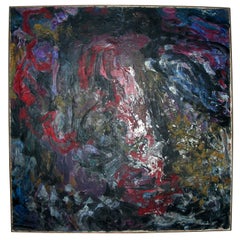 Grande peinture abstraite signée par Asimon et datée de 1960