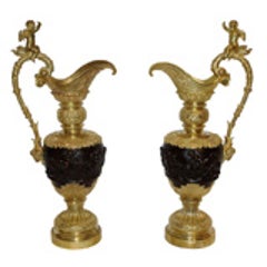 Very Large Pair Late 19th Century Renaissance Style Ewers "d'apparat" 10