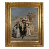 1855 Dated Painting of "Carnival in Venice" by Jean Carolus