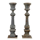Antique Pair of Cast Iron Post Lamps