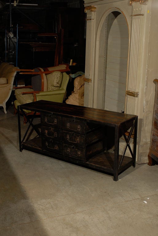 Industrial low Iron and wood console