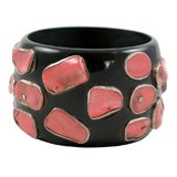 Contemporary Wide Bangle With Coral