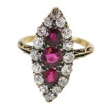 Antique 18KT RUBY & OLD MINE DIAMOND RING