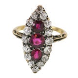 18KT RUBY & OLD MINE DIAMOND RING