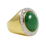 18kt Yellow Gold, Jadeite 
Diamond Ring
