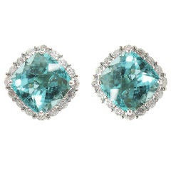 Paraiba Tourmaline and Diamond Clip Earrings