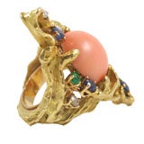 Striking Chaumet Coral and Multi-gem Cocktail Ring