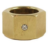 Handsome Christian Dior Six-sided Gold and Diamond Ring