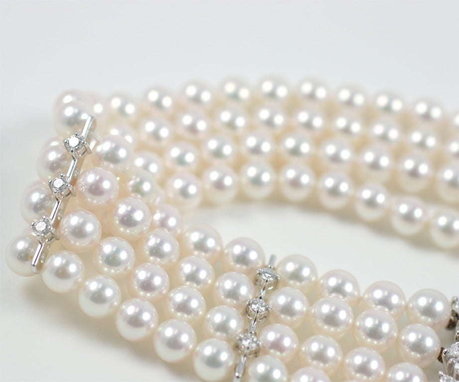 Mikimoto, Diamond Collar Necklace, 6.61 cts, AA Pearls, Platinum 1