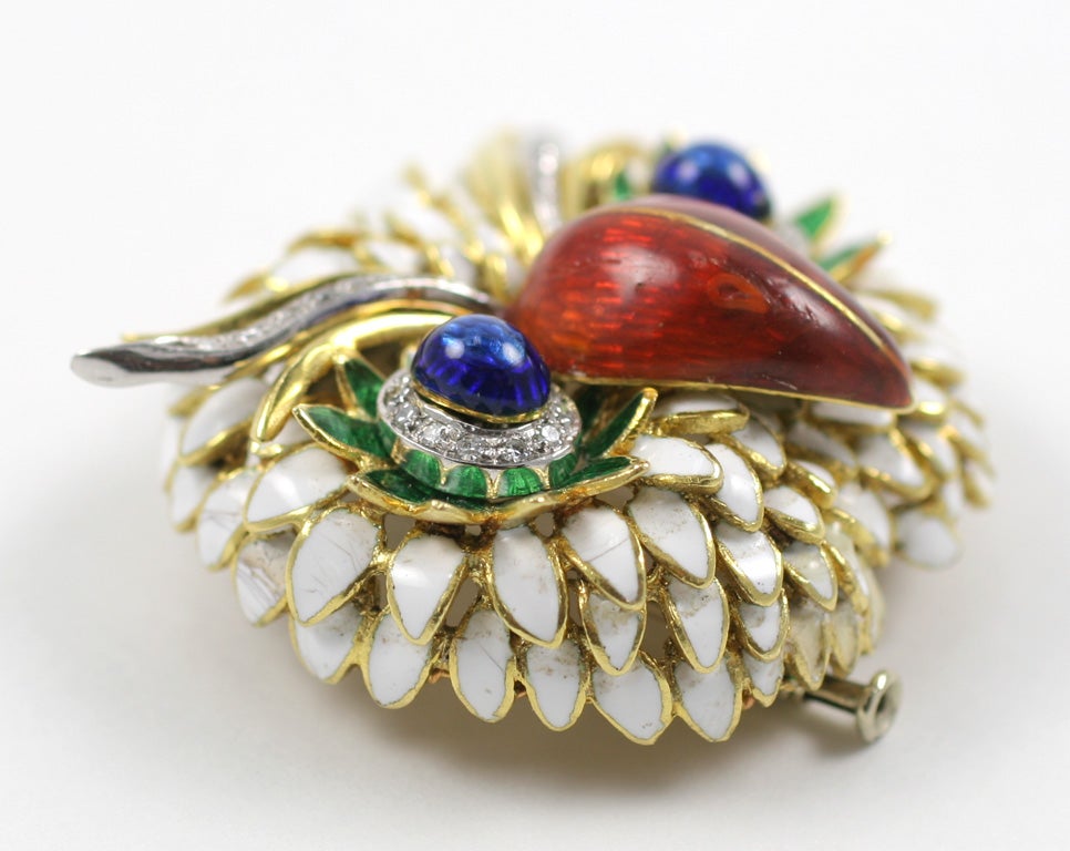 1970's Diamond & Enamel Owl
