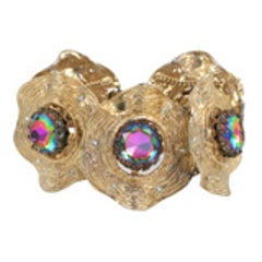 Gilt Bracelet with Large Aurora Borealis Stones. 3