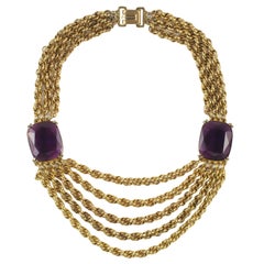 Vintage Leo Glass Necklace, Costume Jewelry