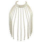 Vintage Dramatic Faux Pearl Choker and Bib Necklace