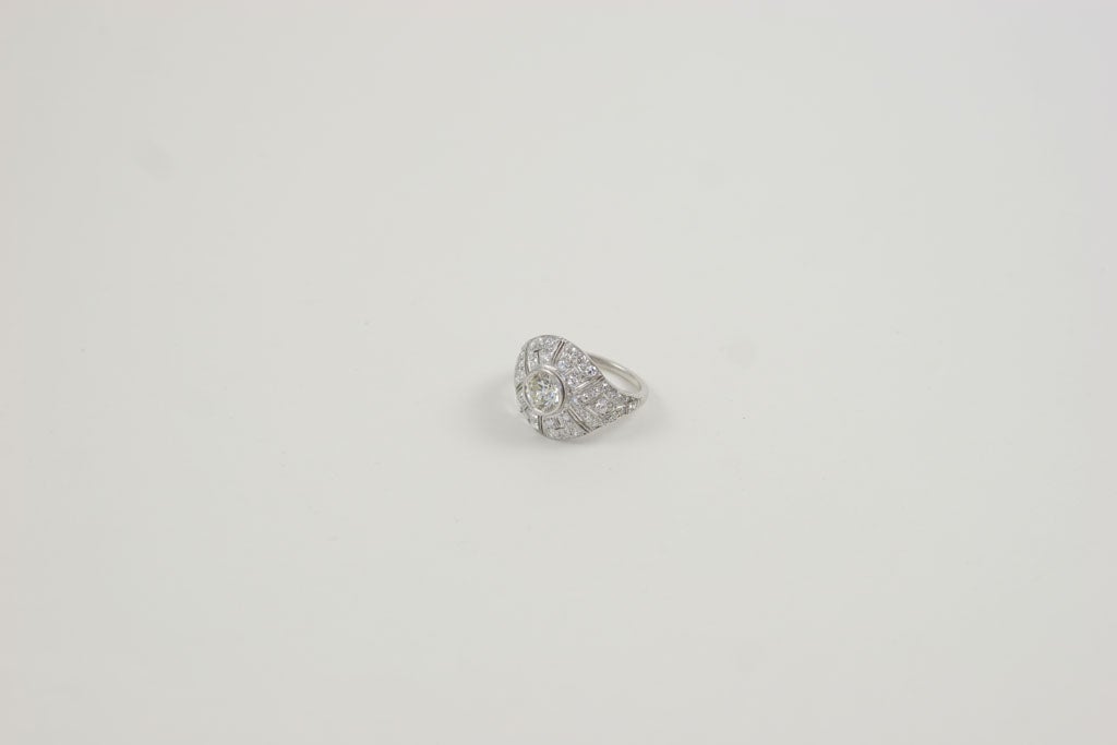 platinum diamond dome ring center old mine diamond  1.00 carats, 52 diamonds 1.75 carats