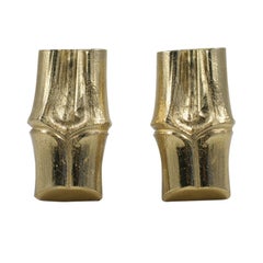 YSL Faux Bamboo Gilt Earrings, Costume Jewelry