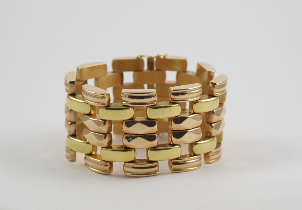 Bold 18K Yellow and Rose Gold Bracelet