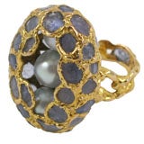 One of a kind Sapphire and Pearl Ring