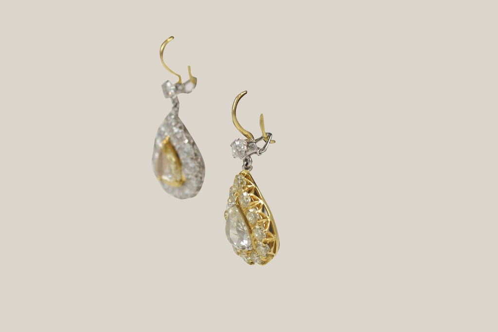 Women's Rose Cut  Pear Shaped Diamond Earrings