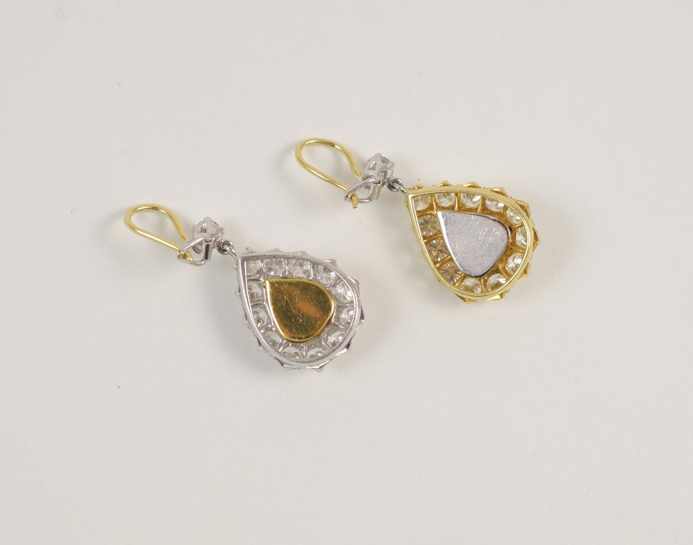 Rose Cut  Pear Shaped Diamond Earrings 2