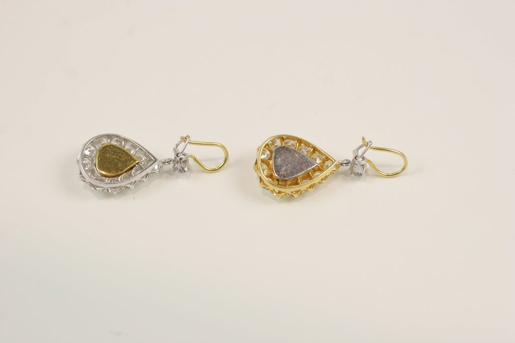Rose Cut  Pear Shaped Diamond Earrings 3