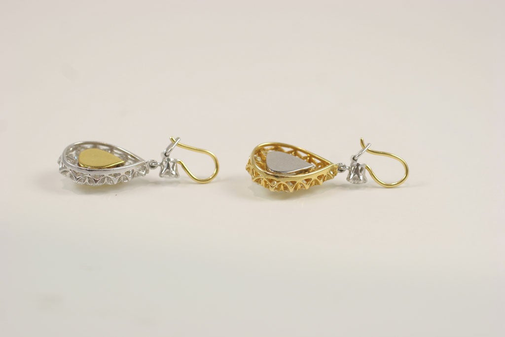 Rose Cut  Pear Shaped Diamond Earrings 4