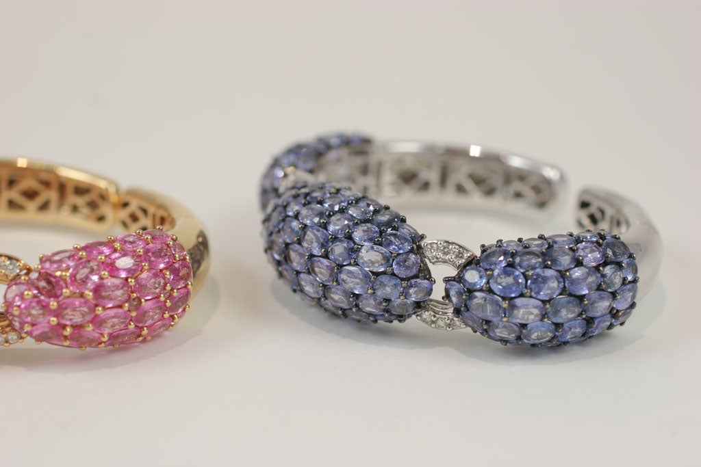 Pink and Blue Sapphire Dinner Bangles For Sale 5