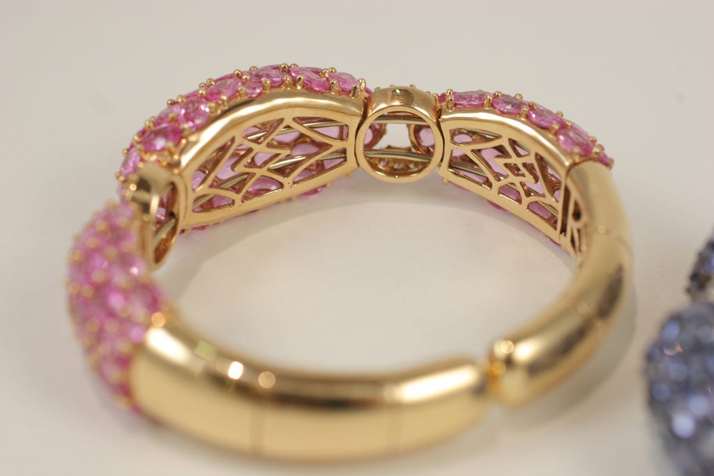 Pink and Blue Sapphire Dinner Bangles For Sale 6