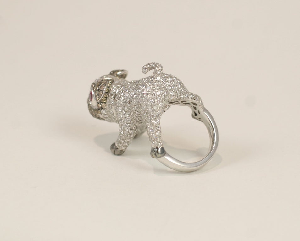 Women's or Men's Pug  Dog Cocktail Ring For Sale