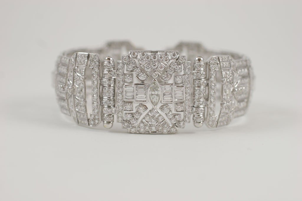 Diamond Art Deco Style Bracelet 7 inches long<br />
Total Carat Weight 17.83