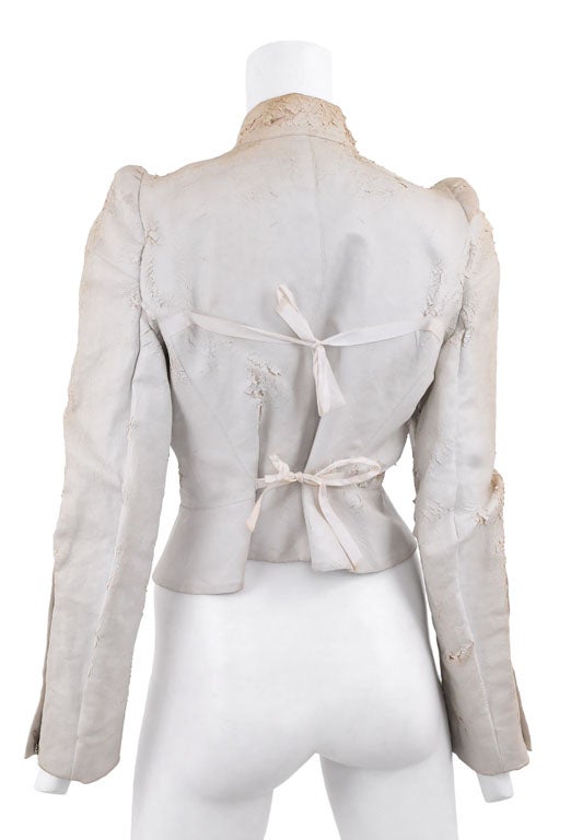 Martin Margiela White Leather Jacket with Large Buckle<br />
<br />
Circa 1989 - 1990