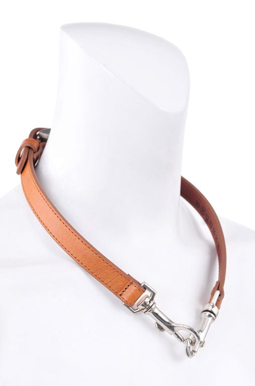 Martin Margiela Tan Leather and Buckle Necklace