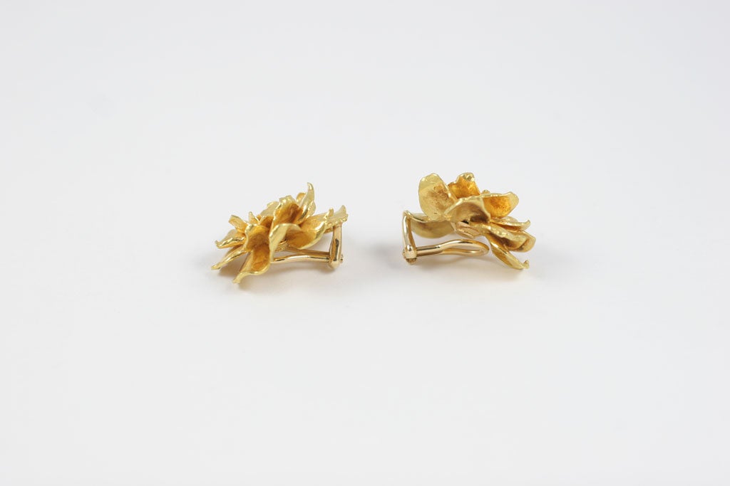 Women's Beautiful Sandra Yunis Gold Flower Earring and Brooch Set
