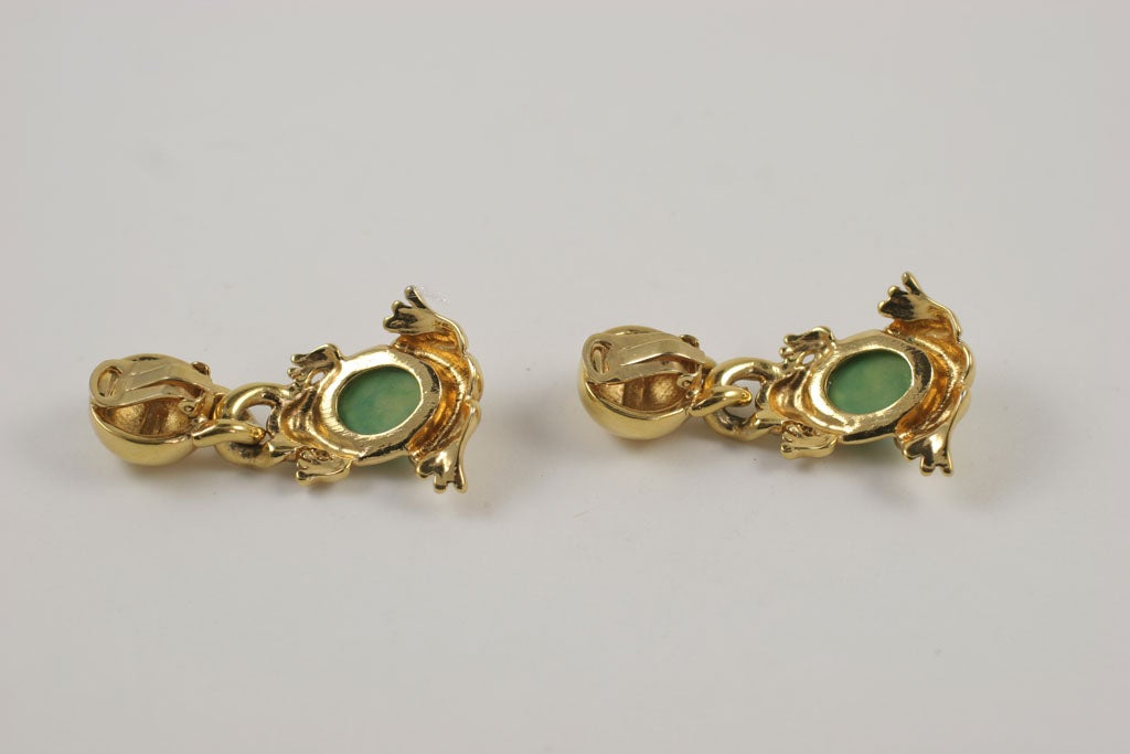 Valentino Goldtone Frog Earrings 1