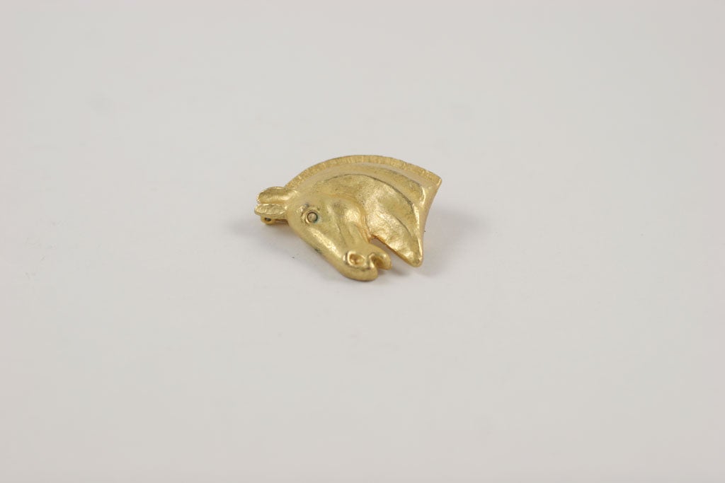 Women's Gilt Hermes Horse Head Pin