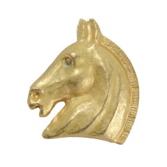 Gilt Hermes Horse Head Pin