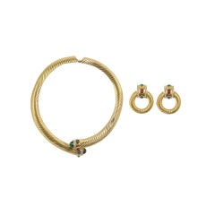 Givenchy  Hinged Jeweled Necklace and Hoop Earrings