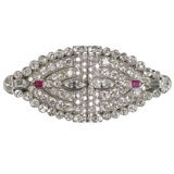 1920
s Diamond 
Ruby Double Clips/Brooch, 12.50 Ct, Platinum