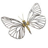 Vintage Stamped Cavia, Dramatic Butterfly in Silver & Gold