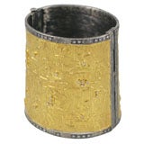 Wide 24KT Gold 
Silver Bangle Bracelet, 1.65 CTS