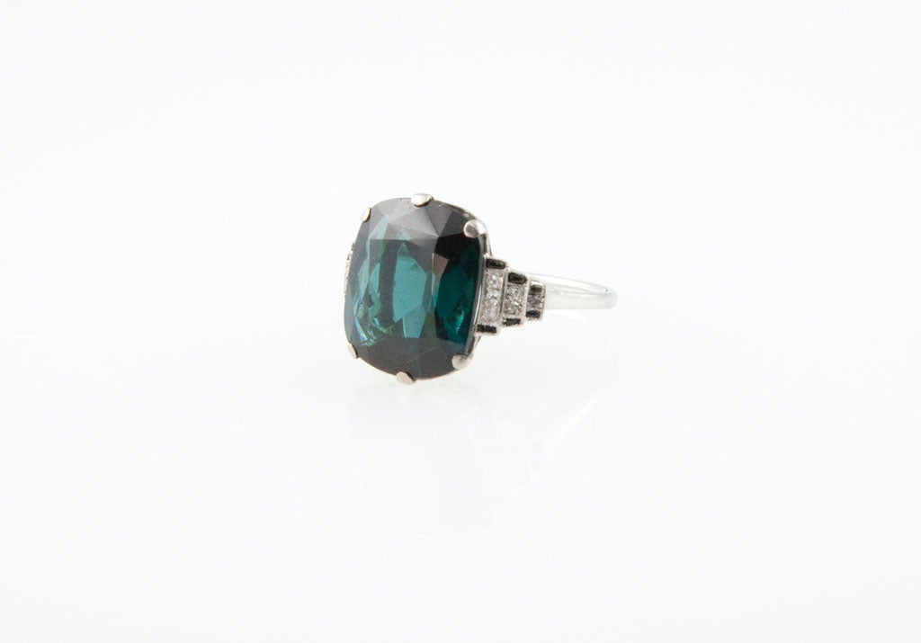 Women's Cushion cut blue Tourmaline ring.