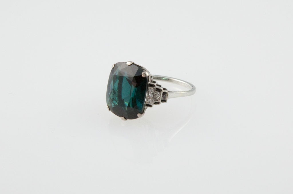 Cushion cut blue Tourmaline ring. 1