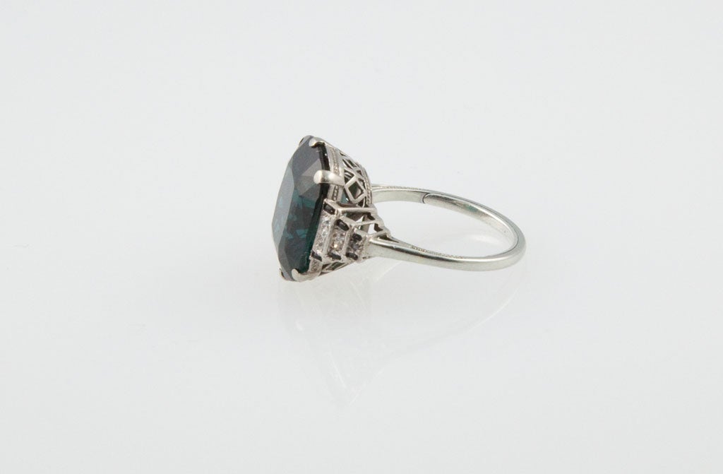 Cushion cut blue Tourmaline ring. 2