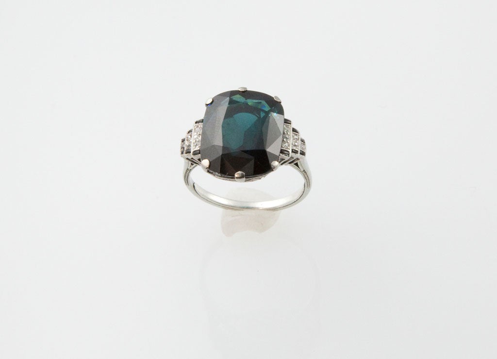 Cushion cut blue Tourmaline ring. 6