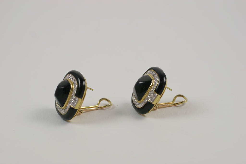 black enamel diamond earrings
