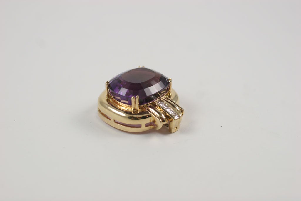 Amethyst and Diamond Pendant Drop In Excellent Condition For Sale In New York, NY