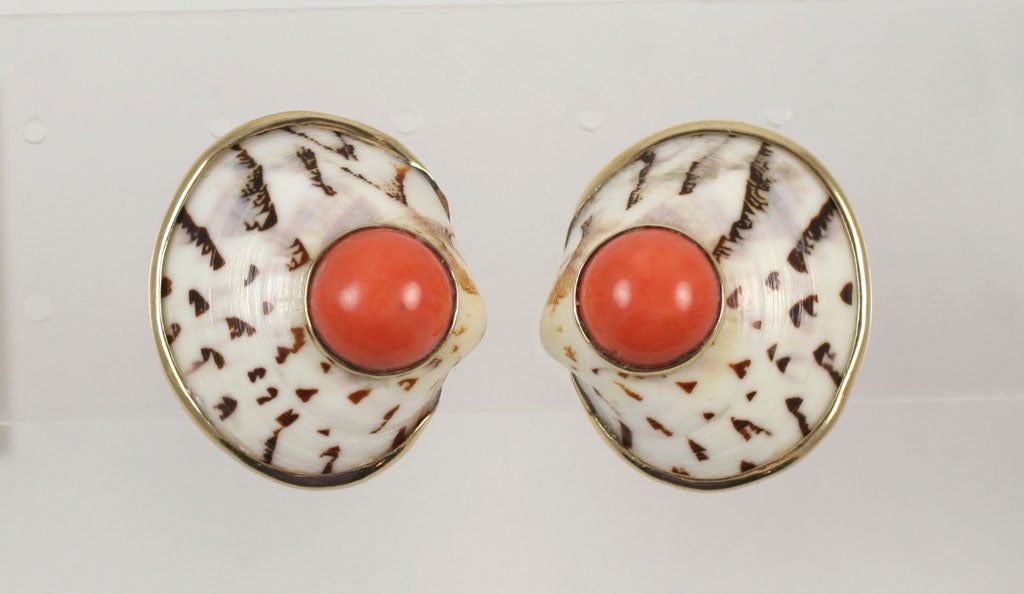 Seaman Shepps Shell & Coral Earrings
