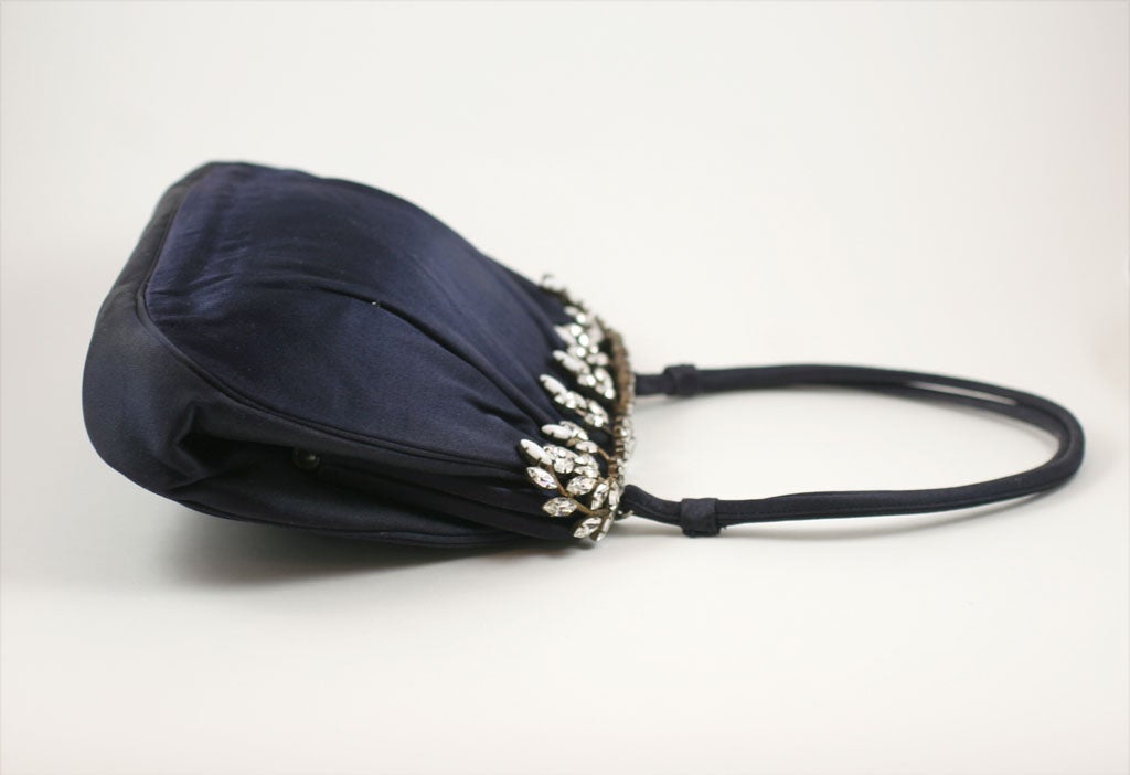 navy evening bag with strap
