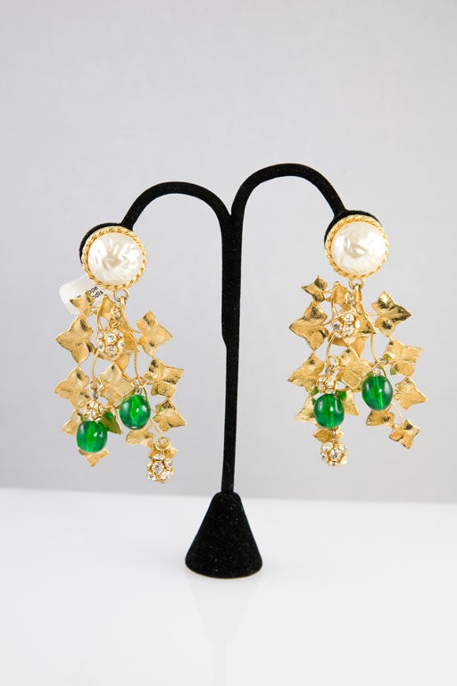 Philippe Ferrandis Pearl and Poured Glass Chandelier Earrings 5